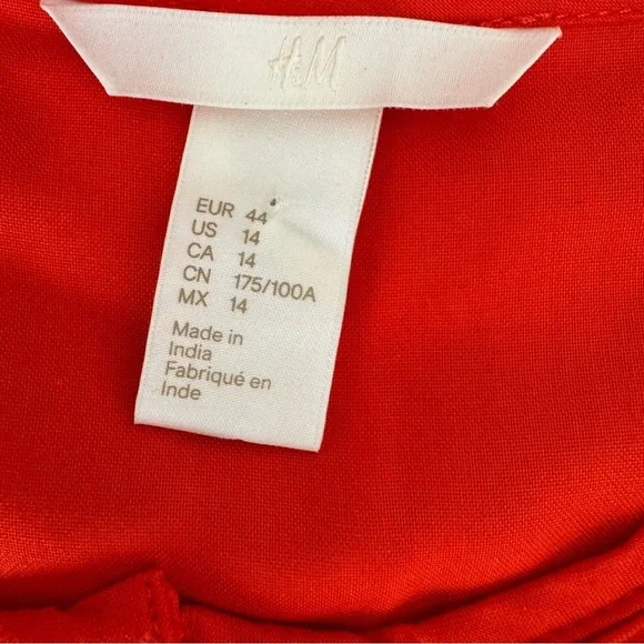 H&M Tunic  Orange long Sleeves Shift Dress women’s plus size 14 - Picture 4 of 8